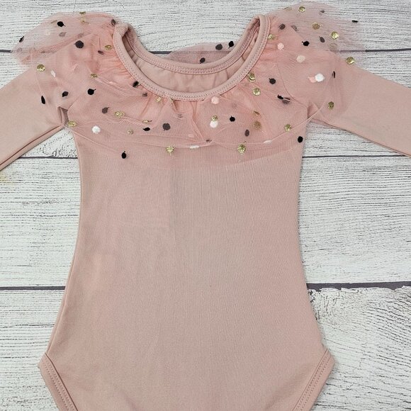 NWT Petite Hailey‎ Blush Pink Dot Leotard Size 2 - Picture 1 of 5